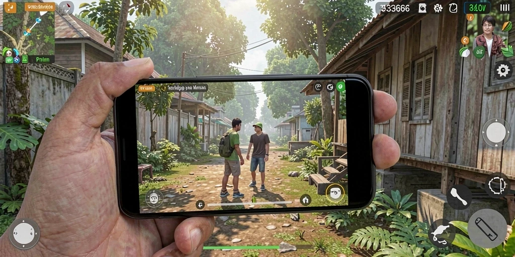Gameplay menarik dari 333666 yang menampilkan interaksi karakter.