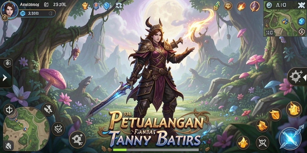 Screenshot gameplay 33L menampilkan pertempuran seru antara pahlawan dan monster.
