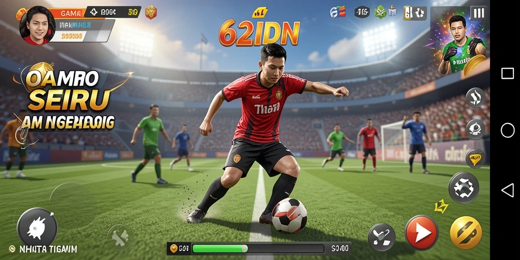 Screenshot gameplay 62IDN menunjukkan aksi seru dalam pertandingan olahraga.