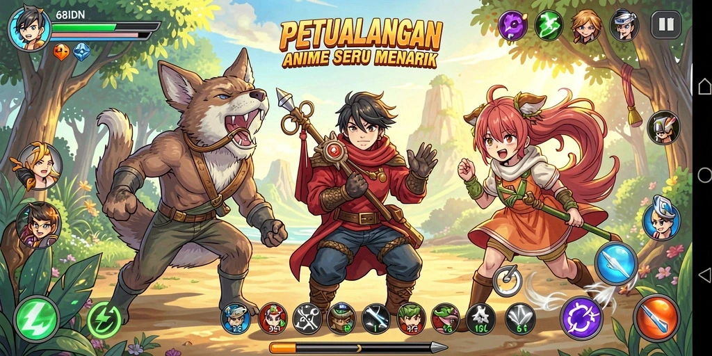 Gameplay seru dan menarik di 68IDN dengan karakter Anime.