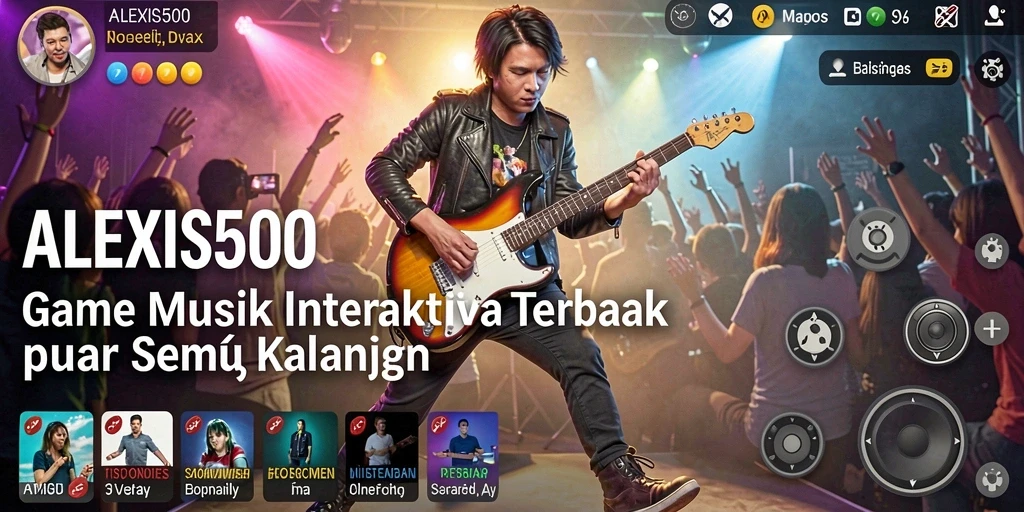 Tampilan gameplay interaktif dari ALEXIS500 yang menampilkan pengalaman musik yang menyenangkan.
