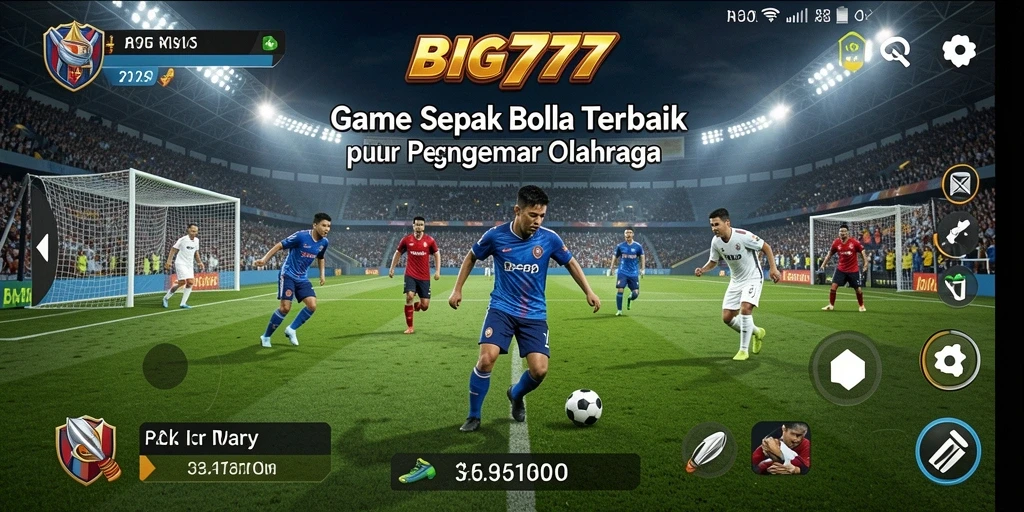 Tampilan gameplay mendebarkan dari BIG777 dengan aksi sepak bola intens.