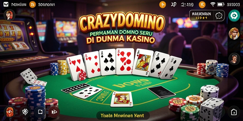 Tampilan gameplay mendebarkan dari CRAZYDOMINO dengan suasana Kasino.