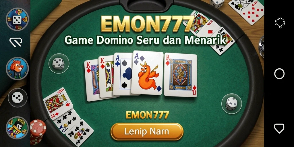 Screenshot gameplay EMON777 menampilkan permainan Domino yang seru dan kompetitif.