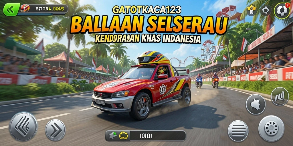 Screenshot menampilkan aksi balap seru dalam GATOTKACA123.