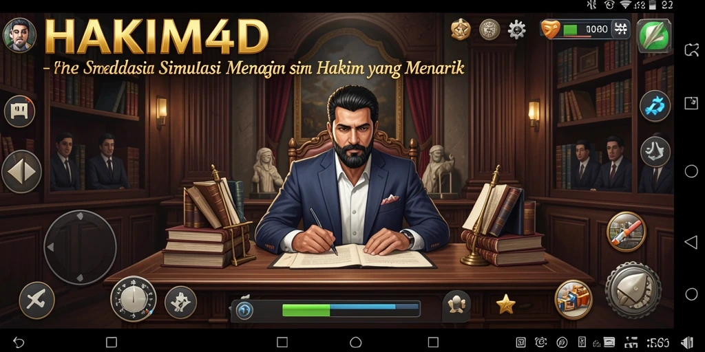 Gameplay HAKIM4D menampilkan ruang sidang yang realistis dan dramatis.