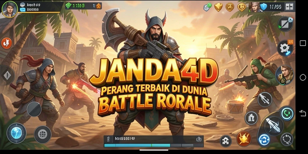 Menampilkan aksi seru dalam gameplay JANDA4D Battle Royale.