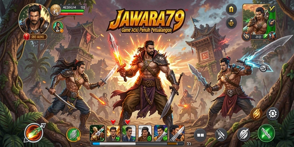 Tampilan gameplay JAWARA79 dengan aksi yang mendebarkan dan karakter yang kuat.