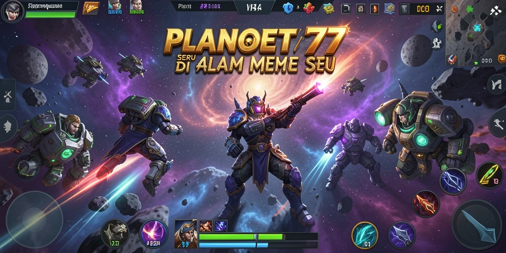 Tampilan gameplay seru dalam PLANET77 dengan karakter unik dan strategi tim.