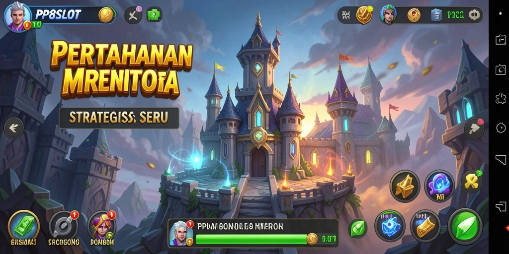 Screenshot gameplay PP8SLOT menampilkan menara yang siap bertahan dari serangan musuh.