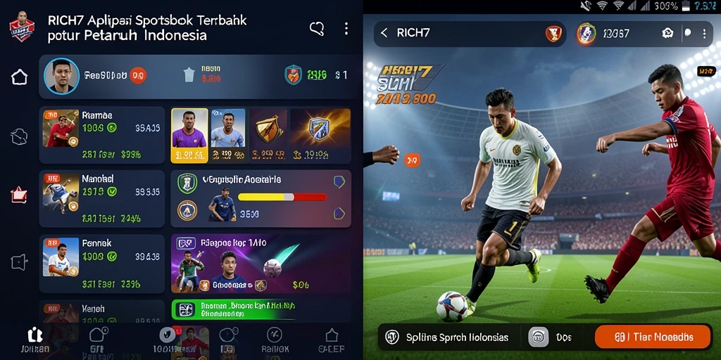 Screenshot RICH7 menampilkan antarmuka taruhan olahraga yang menarik.