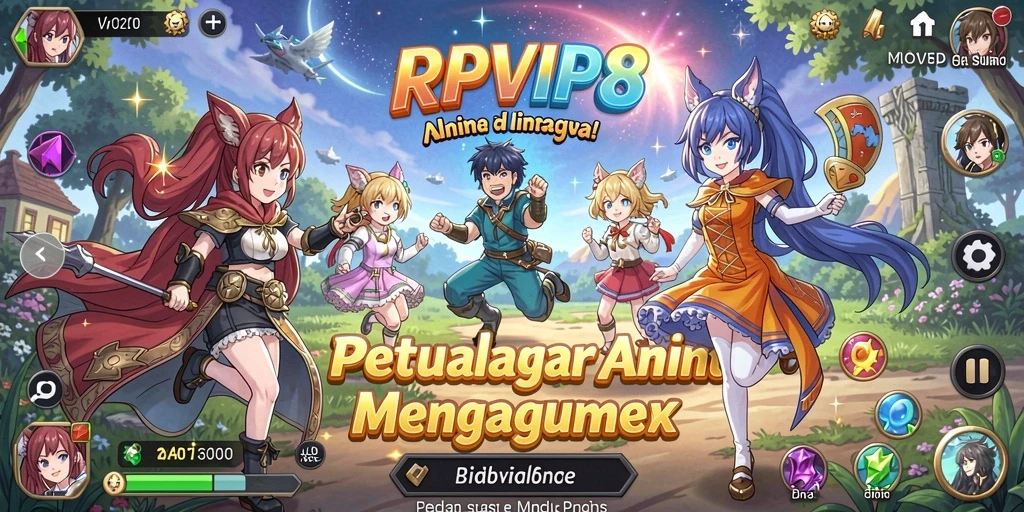 Tampilan gameplay RPVIP8 dengan karakter anime yang menakjubkan.