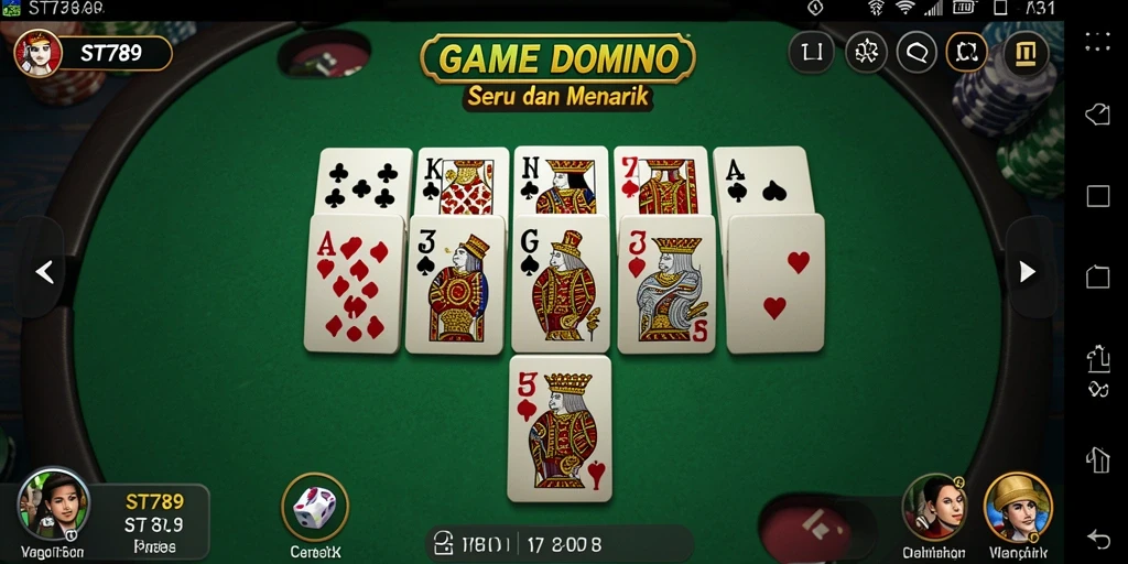 Screenshot gameplay ST789 yang menunjukkan keseruan bermain Domino.