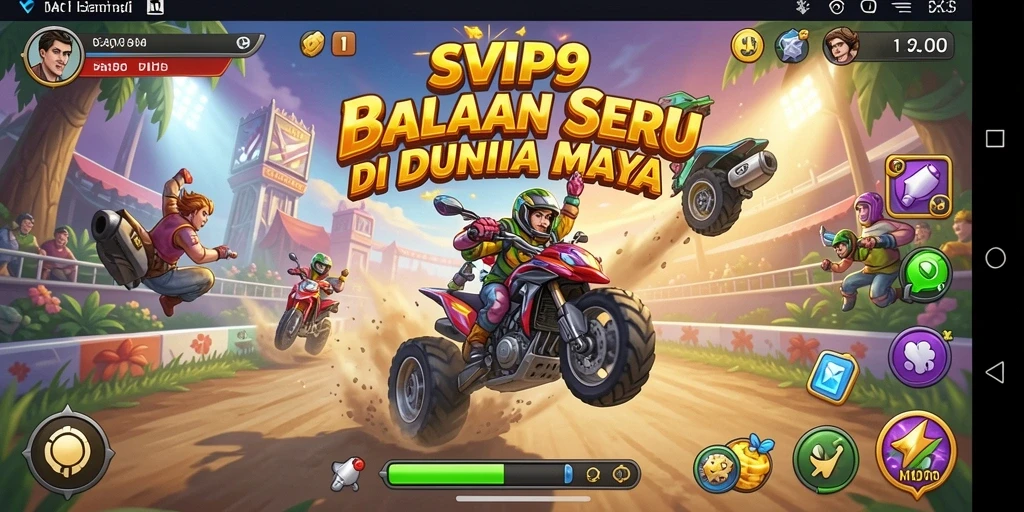 Screenshot gameplay Racing SVIP9 dengan aksi balapan yang mendebarkan.