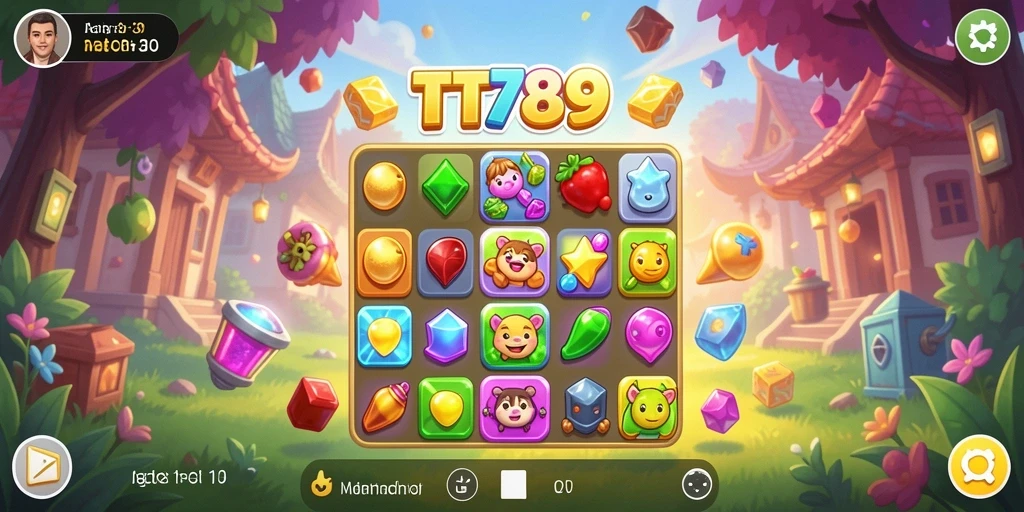 Screenshot utama TT789 menampilkan gameplay Match-3 yang mengasyikkan.